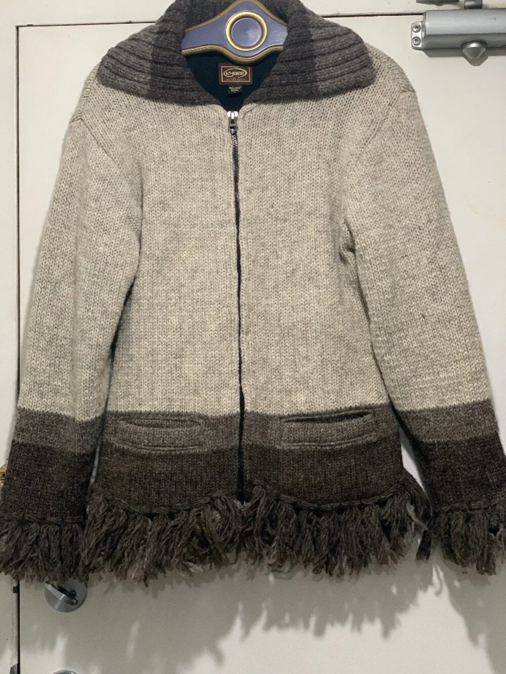 VINTAGE KYBER OUTERWEAR KNIT WOOL FRINGE JACKETS SIZE L